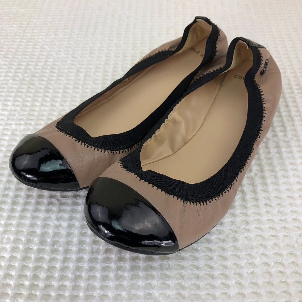 COLE HAAN taupe & black ballet slipper - SZ 6.5